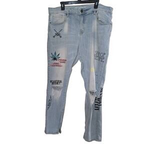 Light Blue Pacific Denim Jeans Size 38 Graffiti Designs